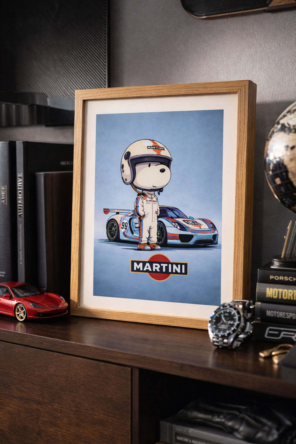 Tableau Décoratif Racing Vintage – Illustration Bleu & Blanc