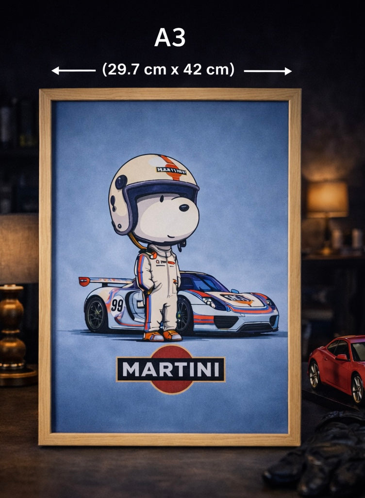 Tableau Décoratif Racing Vintage – Illustration Bleu & Blanc